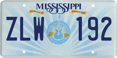 MS license plate ZLW192