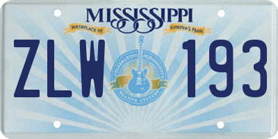 MS license plate ZLW193