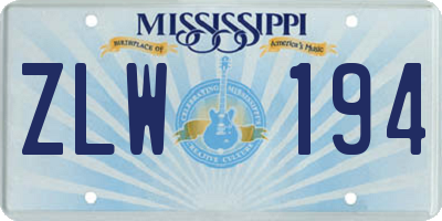 MS license plate ZLW194