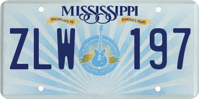 MS license plate ZLW197