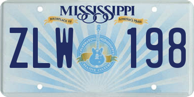 MS license plate ZLW198