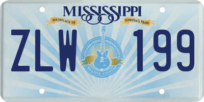 MS license plate ZLW199