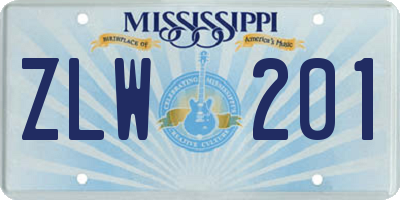 MS license plate ZLW201
