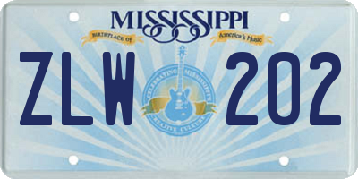 MS license plate ZLW202