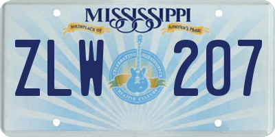 MS license plate ZLW207