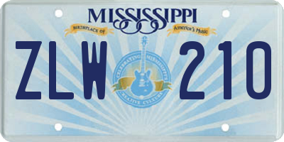 MS license plate ZLW210
