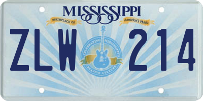 MS license plate ZLW214