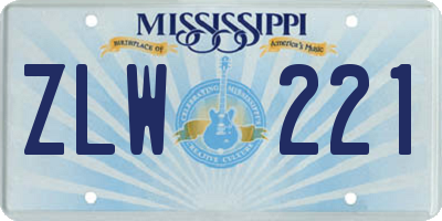 MS license plate ZLW221