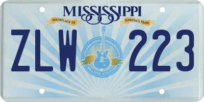 MS license plate ZLW223