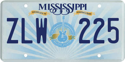 MS license plate ZLW225