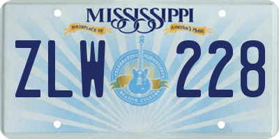 MS license plate ZLW228