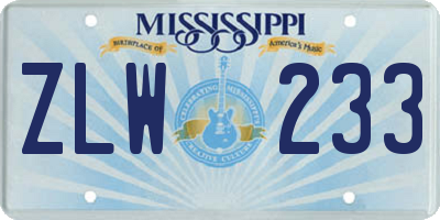MS license plate ZLW233