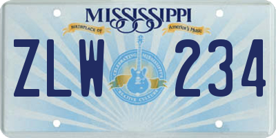 MS license plate ZLW234