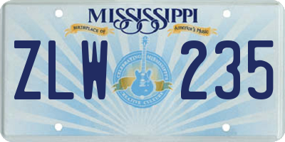 MS license plate ZLW235
