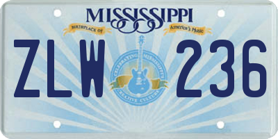 MS license plate ZLW236