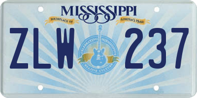 MS license plate ZLW237