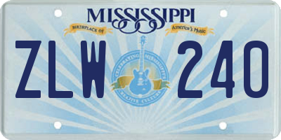 MS license plate ZLW240