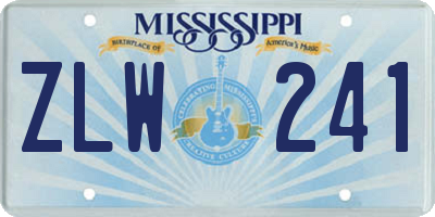 MS license plate ZLW241