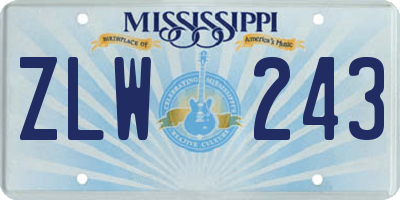 MS license plate ZLW243