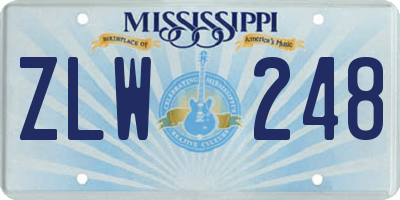 MS license plate ZLW248
