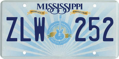 MS license plate ZLW252