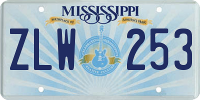 MS license plate ZLW253