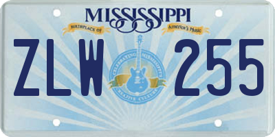 MS license plate ZLW255