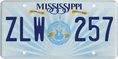 MS license plate ZLW257