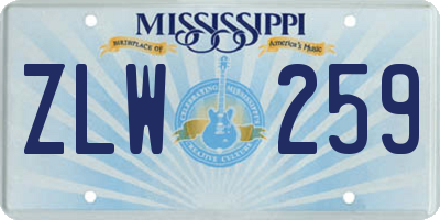 MS license plate ZLW259