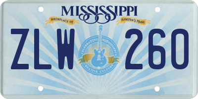 MS license plate ZLW260
