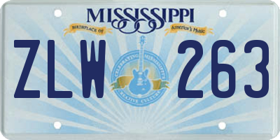 MS license plate ZLW263