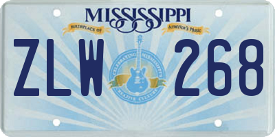 MS license plate ZLW268