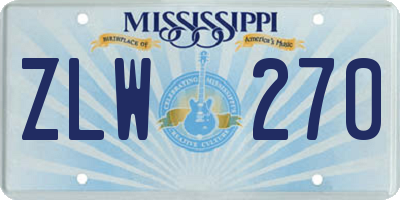 MS license plate ZLW270
