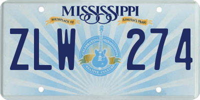 MS license plate ZLW274