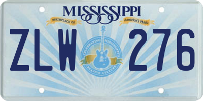MS license plate ZLW276