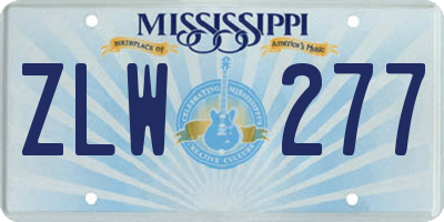 MS license plate ZLW277