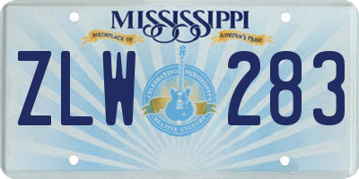 MS license plate ZLW283