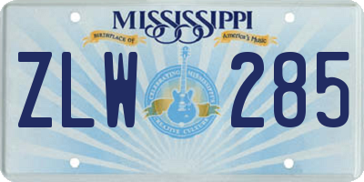 MS license plate ZLW285