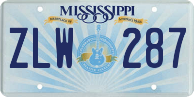 MS license plate ZLW287