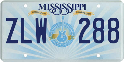 MS license plate ZLW288