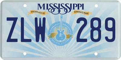 MS license plate ZLW289
