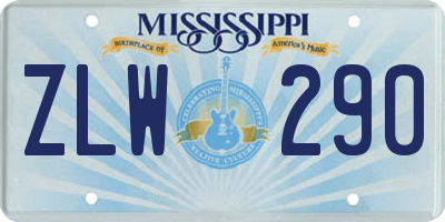 MS license plate ZLW290
