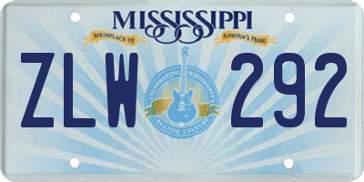 MS license plate ZLW292