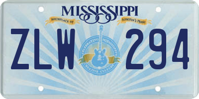 MS license plate ZLW294