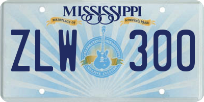 MS license plate ZLW300
