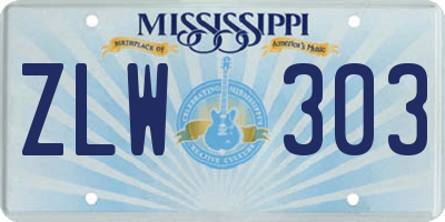 MS license plate ZLW303