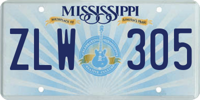 MS license plate ZLW305