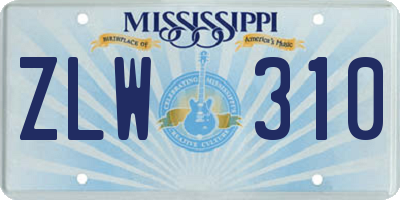 MS license plate ZLW310