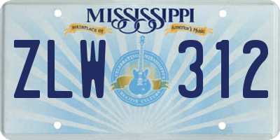 MS license plate ZLW312