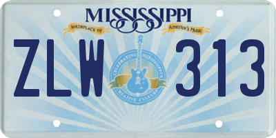 MS license plate ZLW313